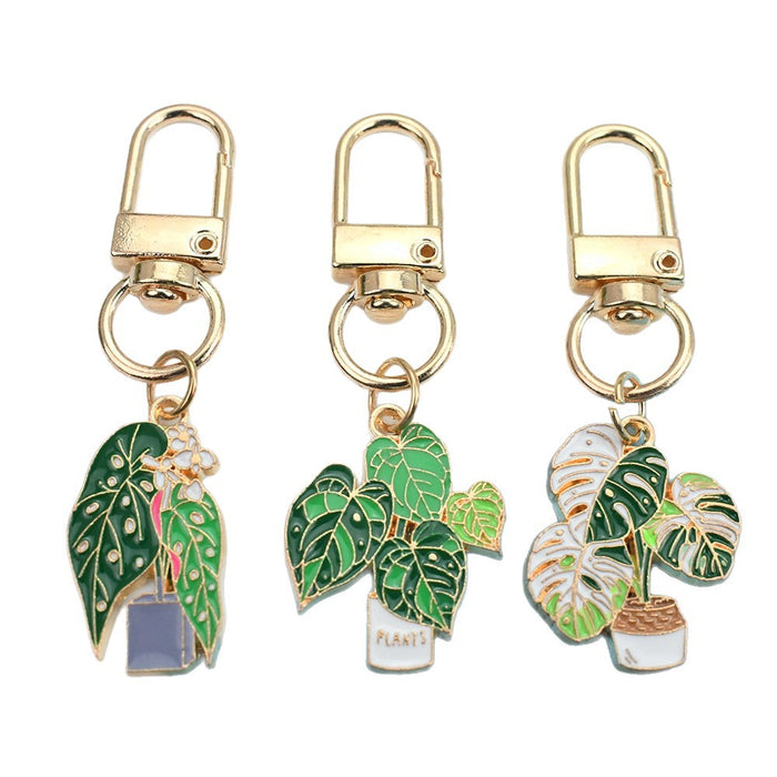 Wholesale Succulent Potted Plant Green Leaf Keychain