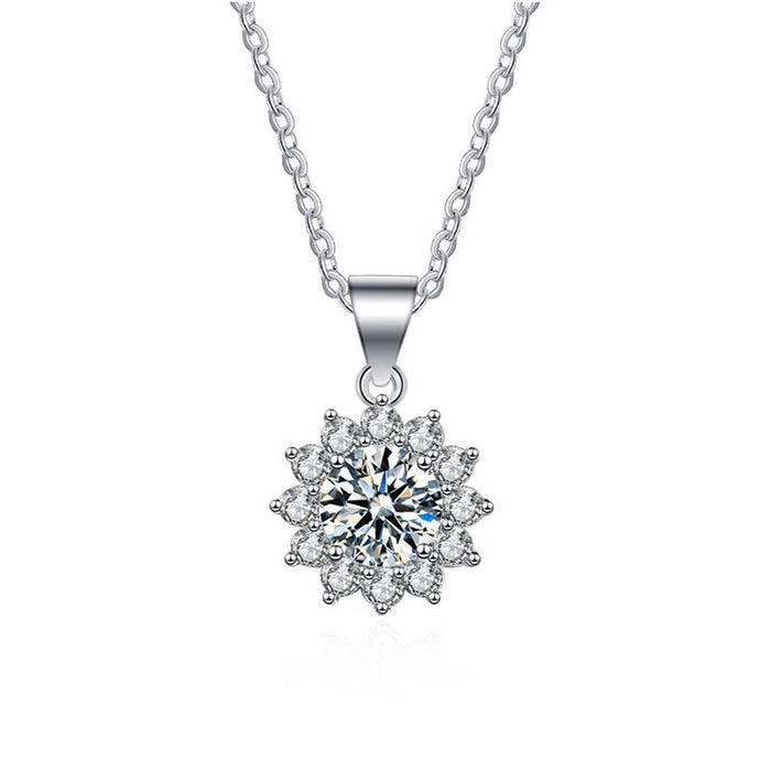 Wholesale Necklace, pure silver sunflower pendant, accessory