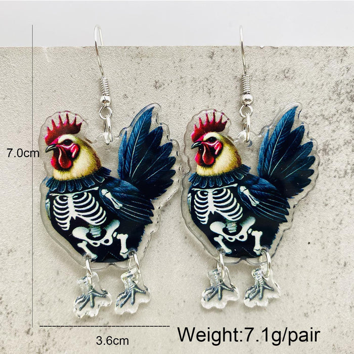 Wholesale  Earrings  Christmas Rooster Acrylic Earrings Holiday Ornaments