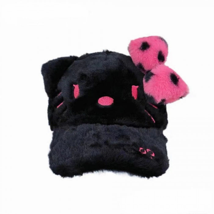 Wholesale Sweet Cool Black Pink Embroidered Bow Baseball Cap All-match Cute Cartoon Cap