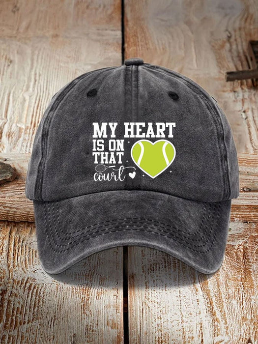 Wholesale Tennis Graphic Washed Baseball Cap Embroidered Trendy Breathable Casual Hat Fashion Accessory
