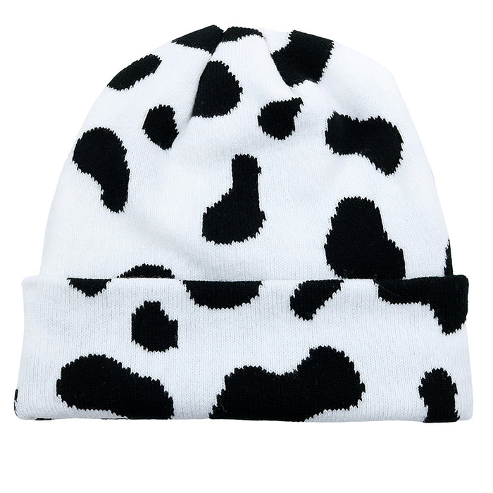 Wholesale Cow Leopard Print Jacquard Acrylic Wool Knitted Hat JDC-FH-HaiPu012