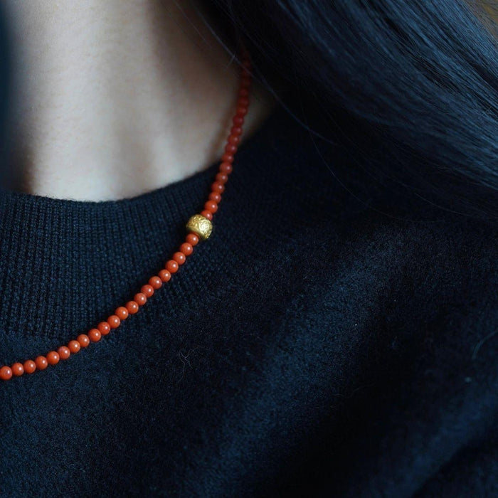 Wholesale Red Agate Necklace Full Color Flesh Small Rice Beads Clavicle Chain Necklaces