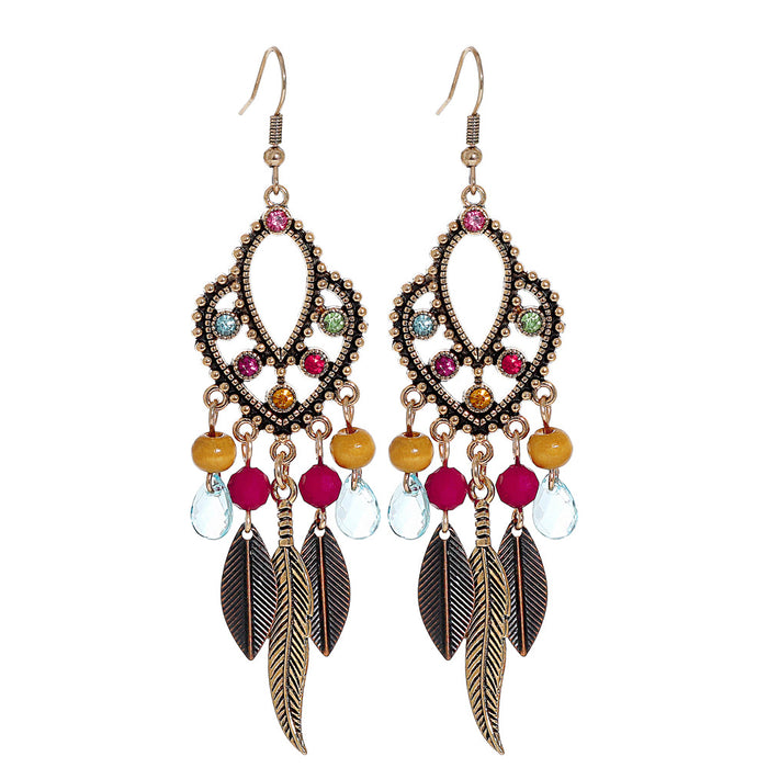 Wholesale Bohemian Tassel Geometric Drop Earrings Electroplated Zinc Alloy Jewelry Accessory MOQ≥2