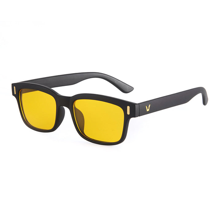 Wholesale Small square box rice nail style personalized sunglasses, UV resistant sunshade glasses, internet famous night vision yellow glasses