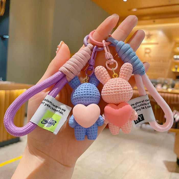 Wholesale Cartoon Resin Heart Rabbit Keychain JDC-KC-ShuoT020