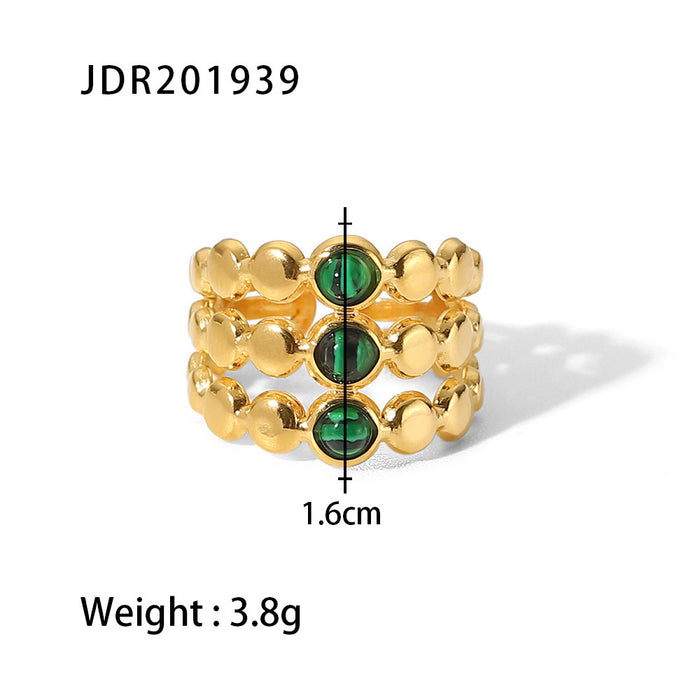 Wholesale Vintage Stainless Steel Gemstone Ring 18k Gold-plated Ring JDC-RS-JD002