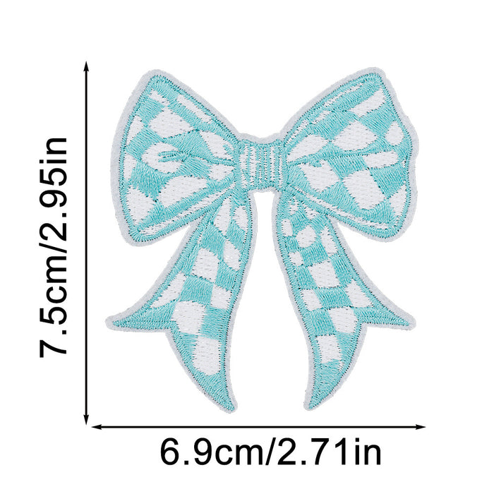 Wholesale Plaid Bow Embroidery Sticker DIY Patches