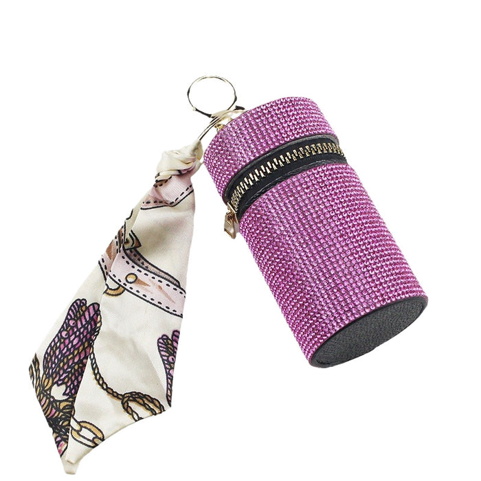 Wholesale Purple Rhinestone Lipstick Perfume Bottle Keychain Bag Charm Everyday Car Key Accessory