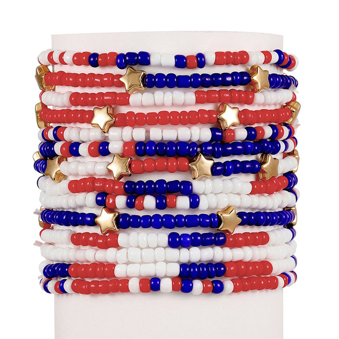 Wholesale American Independence Day Glass Rice Bead Multi-layer Bracelet Set JDC-BT-ShiY007