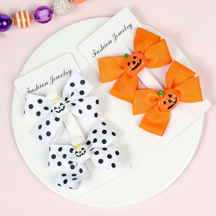 Wholesale Halloween Children Double Bow Fabric Hair Clip JDC-HC-QiuN011