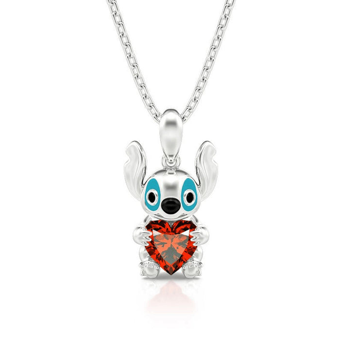 Wholesale Cartoon Cute Love Heart White Stone Necklace JDC-NE-jinmiao003