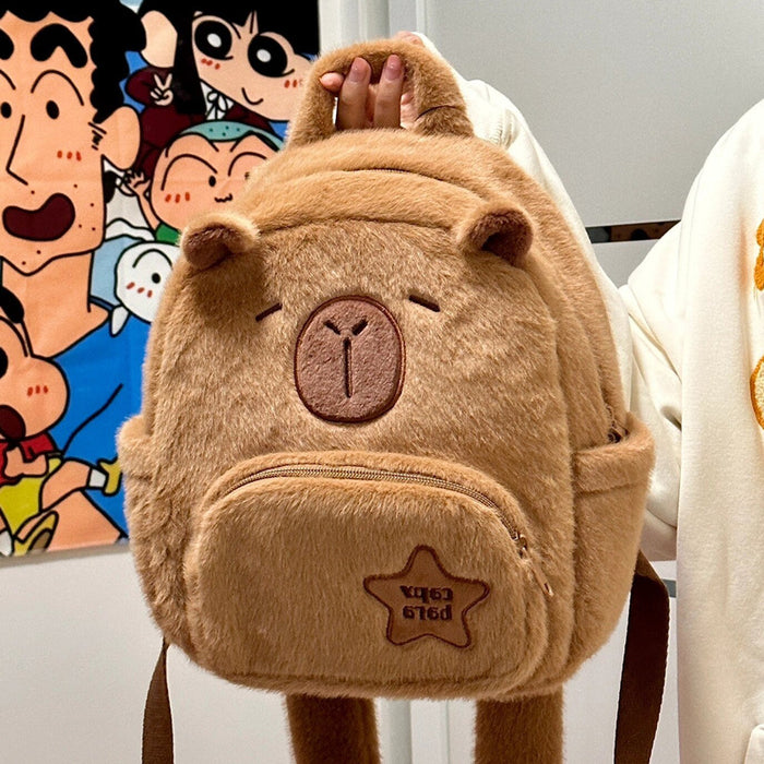 Wholesale Plush Capybara Backpack Cute Crossbody Handbag Female Cartoon Student Small Backpack