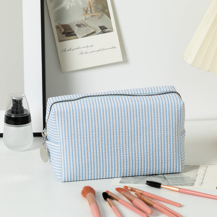 Wholesale Solid Color Clutch Seersucker Large-Capacity Toiletry Cosmetic Bag