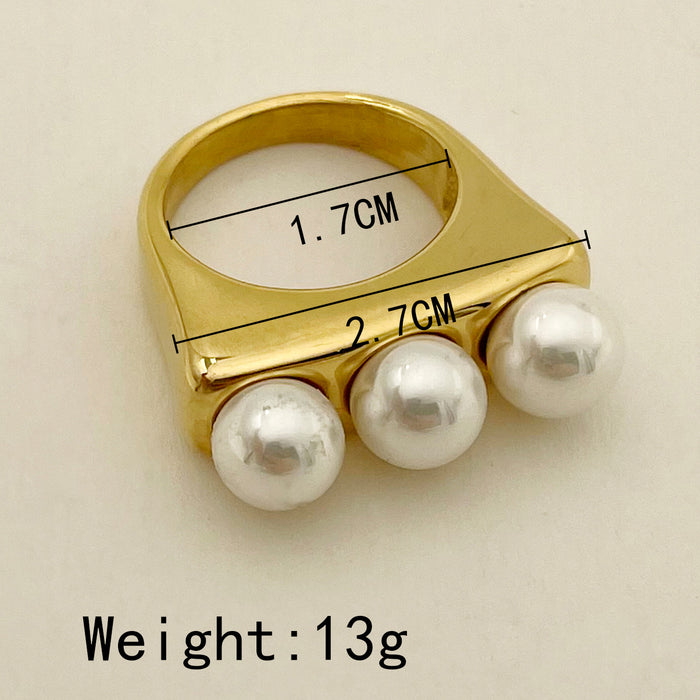 Wholesale Freshwater Pearl Arrangement Stainless Steel Ring for Women JDC-RS-Jinyue004