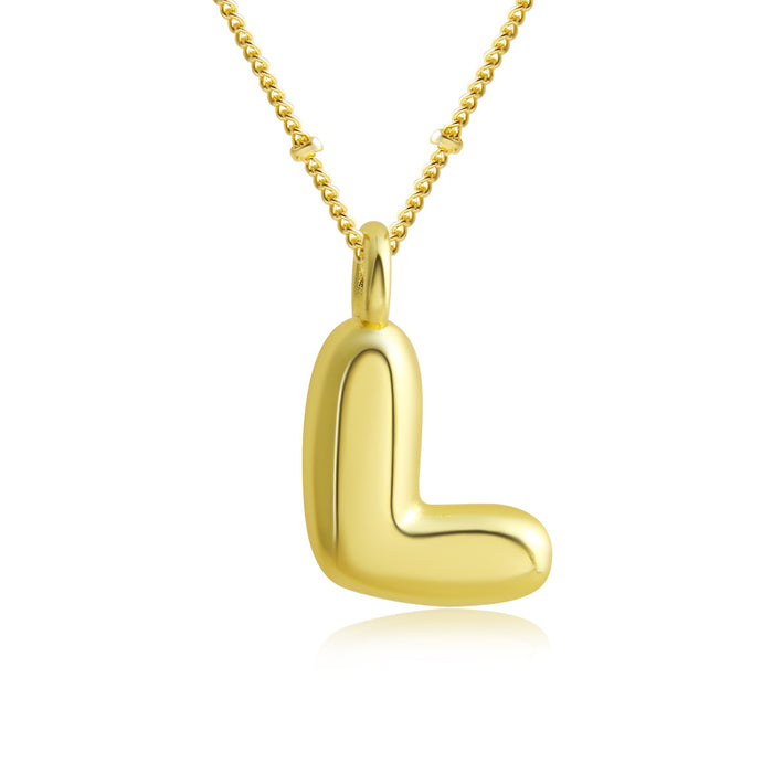 Wholesale Bubble Polished Letter Pendant Copper Necklace JDC-NE-BaiTian012