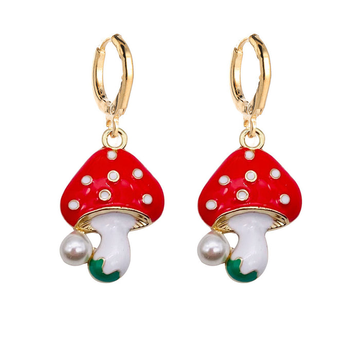 Wholesale Colorful Three-dimensional Mushroom Earrings Alloy Oil Drop JDC-ES-YaChen015