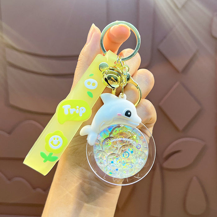 Wholesale Cute Bubble Bead Dolphin Keychain Cartoon Dolphin 3D Doll Car Bag