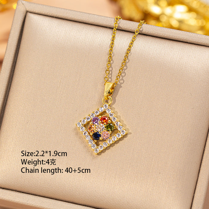 Wholesale Gold Plated Titanium Steel Floral Pendant Necklace Stylish Gift MOQ≥2