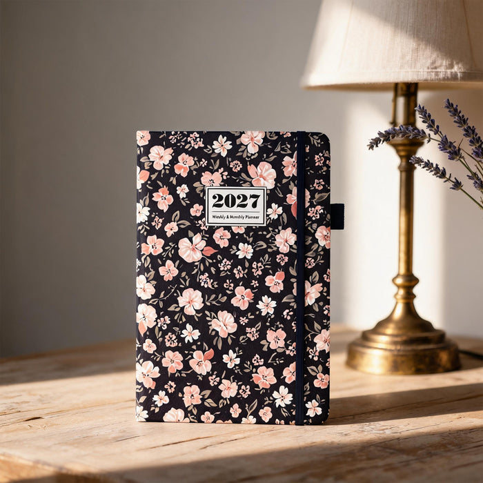 Wholesale A5 2027 Weekly Planner Blue Floral Imitation Leather Notebook