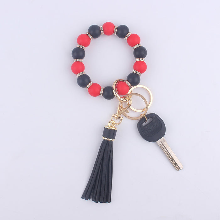 Wholesale Colorful Silicone Beaded Wrist Keychain JDC-KC-GuangTian020