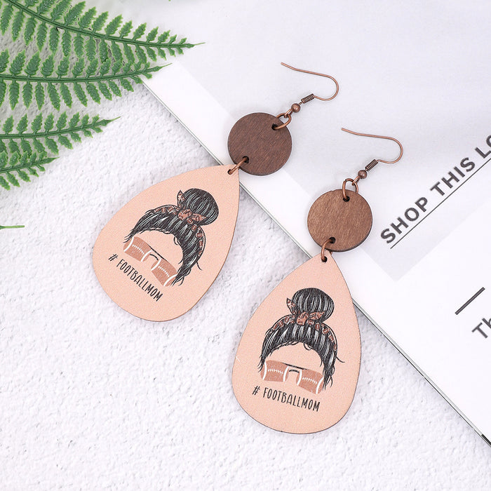 Wholesale Thin Wood Chip Earrings Creative Drop-Shaped Women' s Sports Style Earrings
