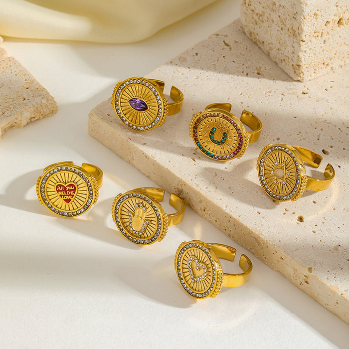 Wholesale Electroplating stainless steel ring, niche, high-end, light luxury, non fading, open mouth ring