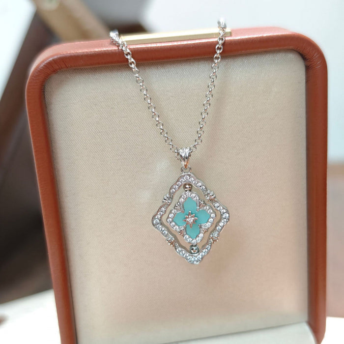 Wholesale Rotating Four-Leaf Clover White Shell choker necklace