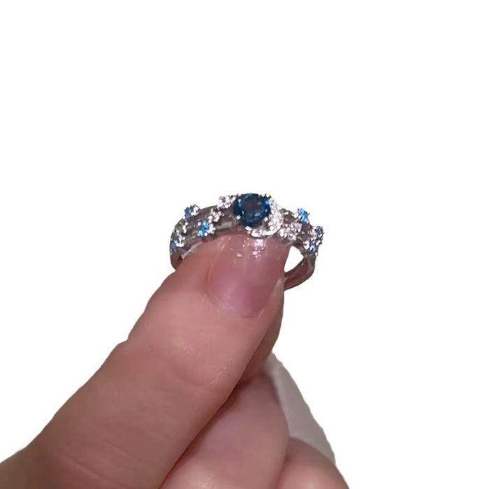 Wholesale blue zircon ring personality ring jewelry