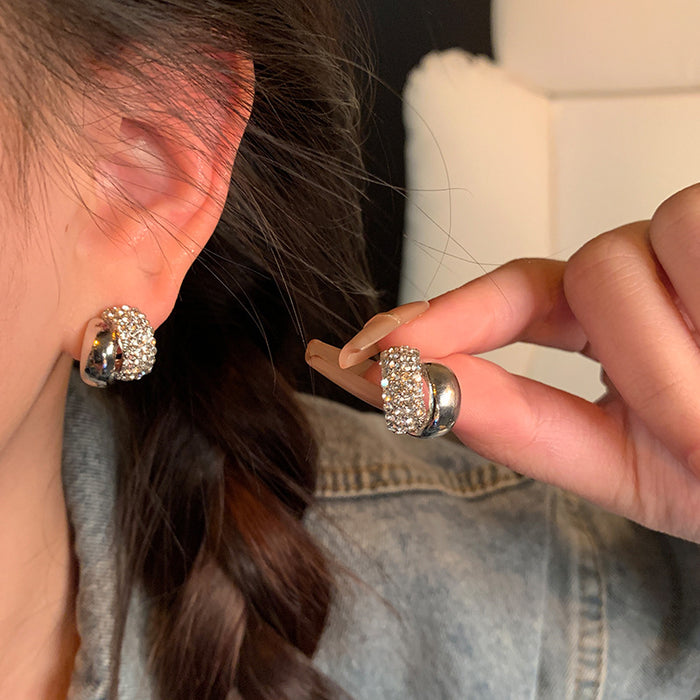 Wholesale Korean diamond-encrusted metal geometric earrings women's high-end earrings Joker earrings