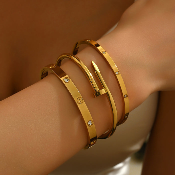 Wholesale Women S Four Leaf Clover Stainless Steel Bracelet Simple Fashion Commute 18K Gold Plated Jewelry Accessory