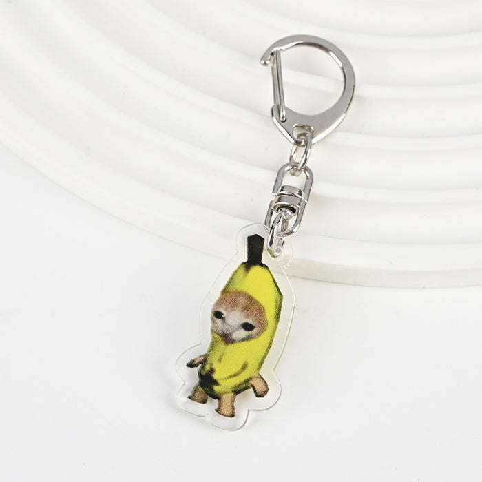 Wholesale Acrylic Cat Banana Cat Keychain JDC-KC-XBK001