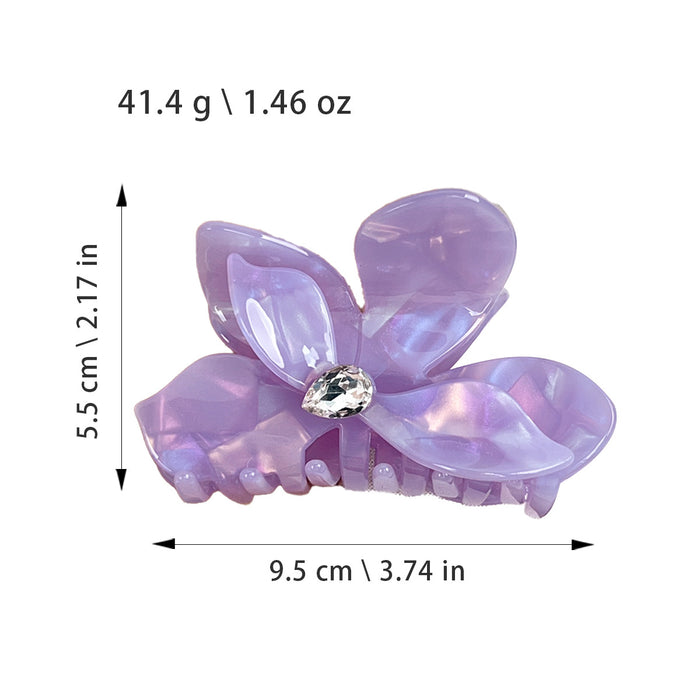 Wholesale Flower Acetate Hair Claw Clip with Rhinestones - Stylish Fashion Accessory