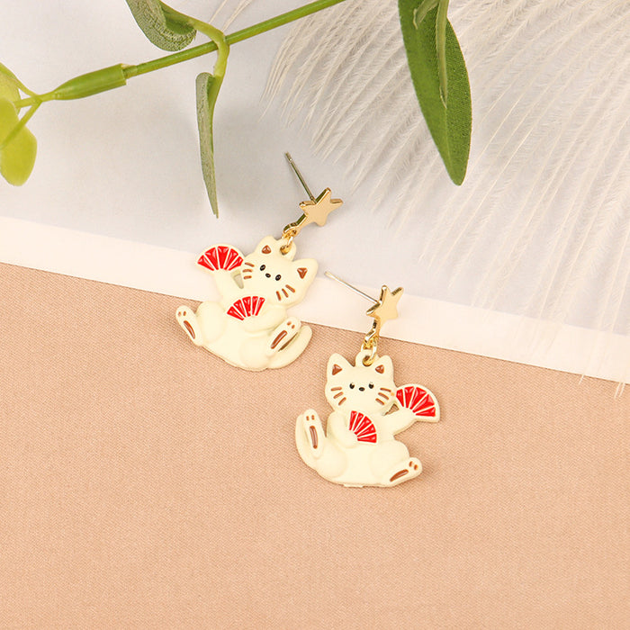 Wholesale  S925 Silver Needle Cat Earrings Cute  Cartoon Ear Clip Earrings