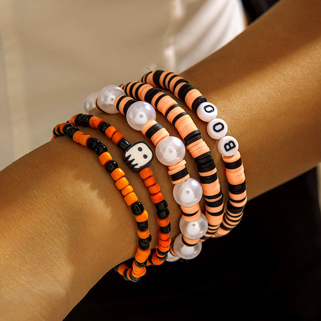 Wholesale  Cartoon Ghost Pumpkin Beaded Bracelet Women' s Fashion Accessory Boutique Resale Gift MOQ≥2