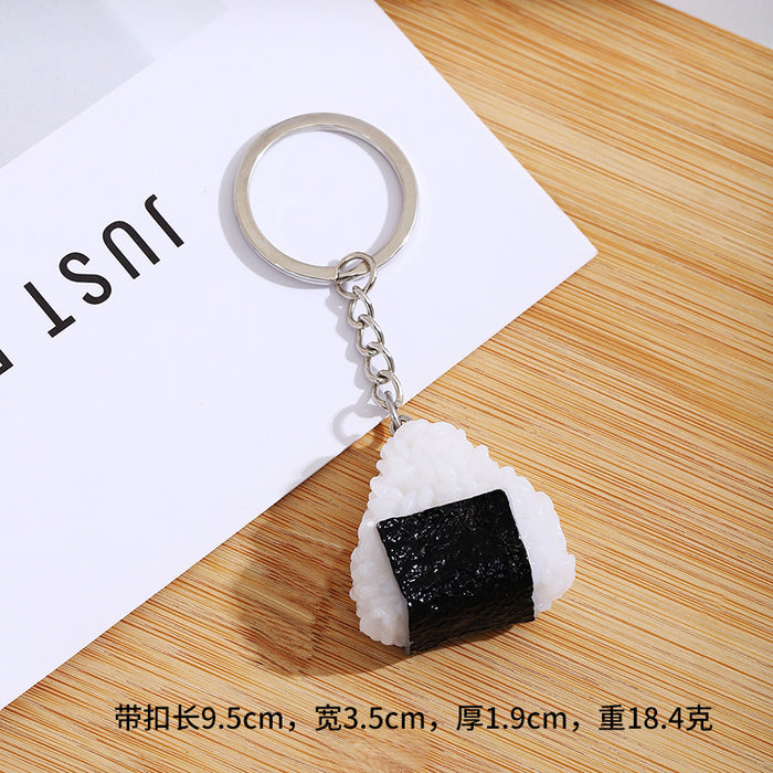 Wholesale Novelty Onigiri Sushi Keychain PVC Bag Charm Gift MOQ≥2