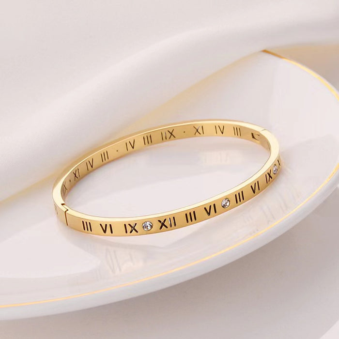 Wholesale Roman Numeral Diamond Stainless Steel Bracelet JDC-BT-Jinh003