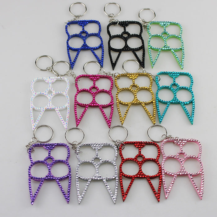 Wholesale Black Alloy Rhinestone Self Defense Keychain For Everyday Carry Gift