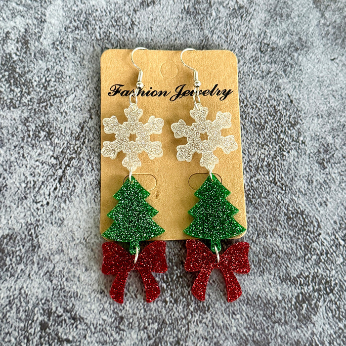 Wholesale Christmas acrylic ing earrings snowflake Christmas tree