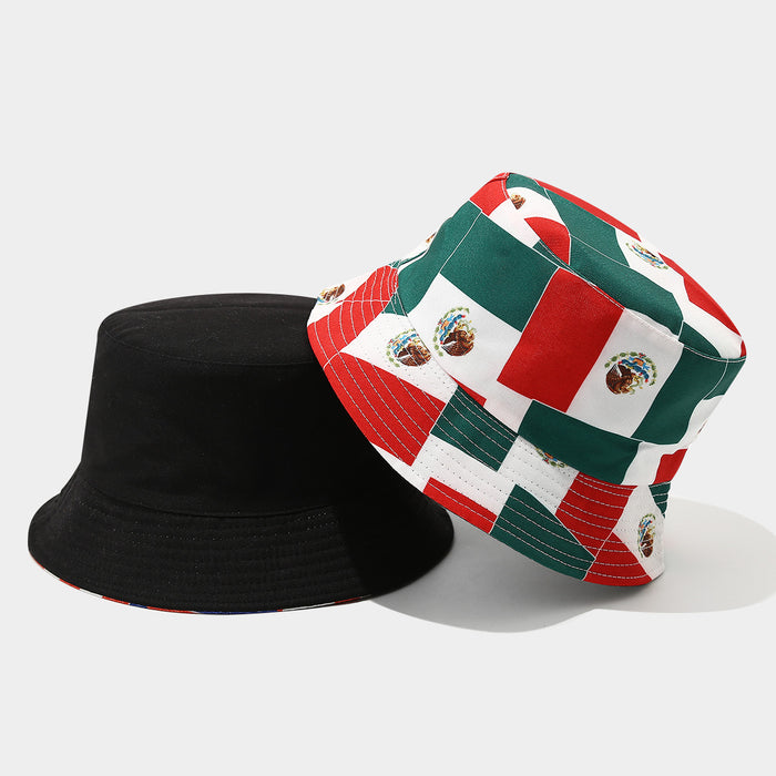 Wholesale Summer World Cup National Flags Pattern Double-Sided Bucket Fashionhat for Men and Women
