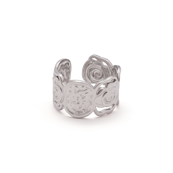 Wholesale Retro-style spiral flower stainless steel ring