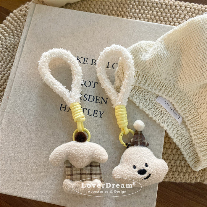 Wholesale Milk Tea Coffee Color Puppy Pendant Keychain Bag Pendant for Women
