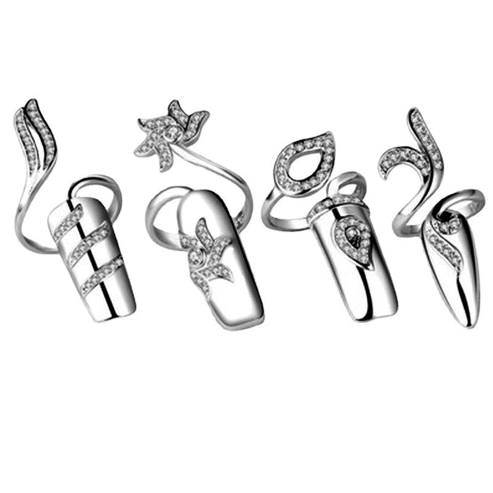 Wholesale Fashion nail joint ring four piece set jewelry accessories light luxury high-end ring set