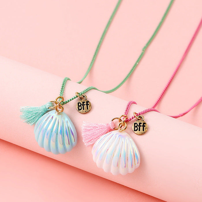 Wholesale Colorful Resin Shell Tassel Necklace JDC-NE-ShengXi001