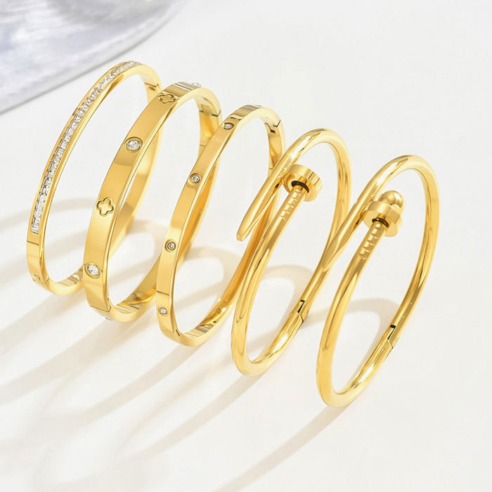 Wholesale Gold-Plated Stainless Steel Bracelet with Diamonds