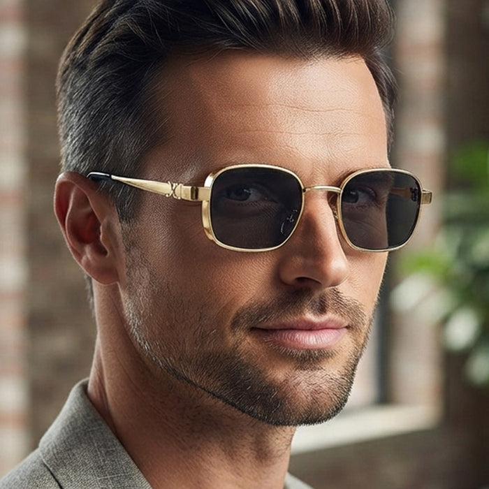 Wholesale Retro Square Sunglasses with UV400 Gold Frame Gray Lens for Driving Sun Protection