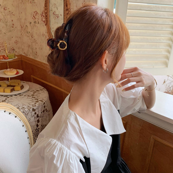 Wholesale Cross ribbon back head clip fresh temperament shark clip geometric circle updo hair clip