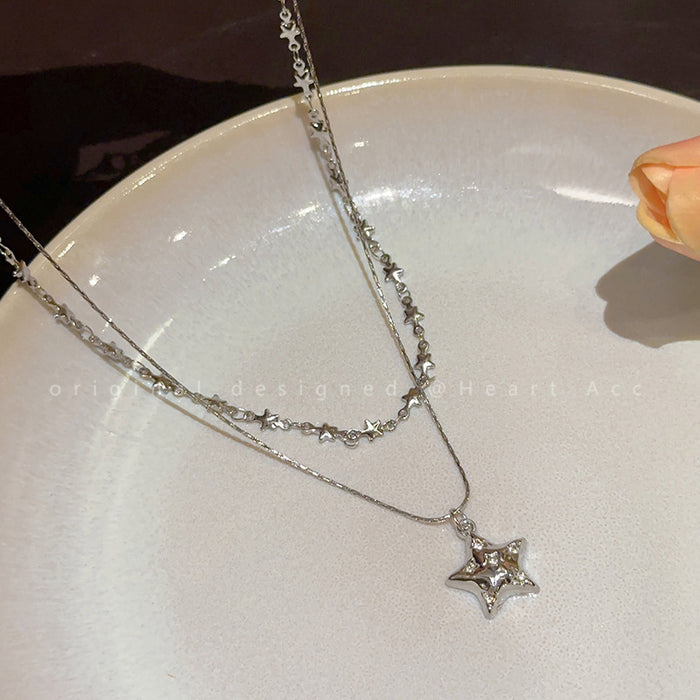 Wholesale Star double layered necklace, collarbone chain, niche design, neck chain
