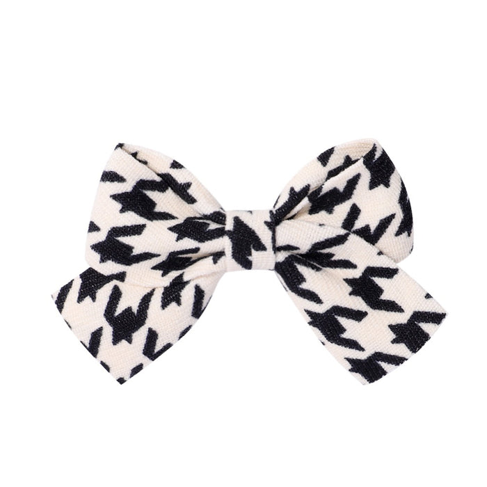 Wholesale Polyester Milk Pattern Fabric Bow Hairpin JDC-HC-Xiane016