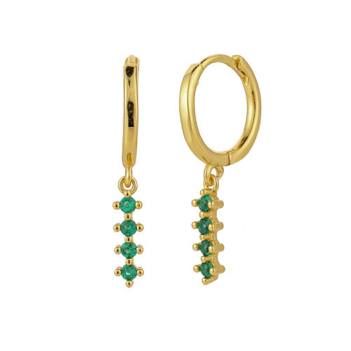 Wholesale Round Zircon Row of Diamond Earrings